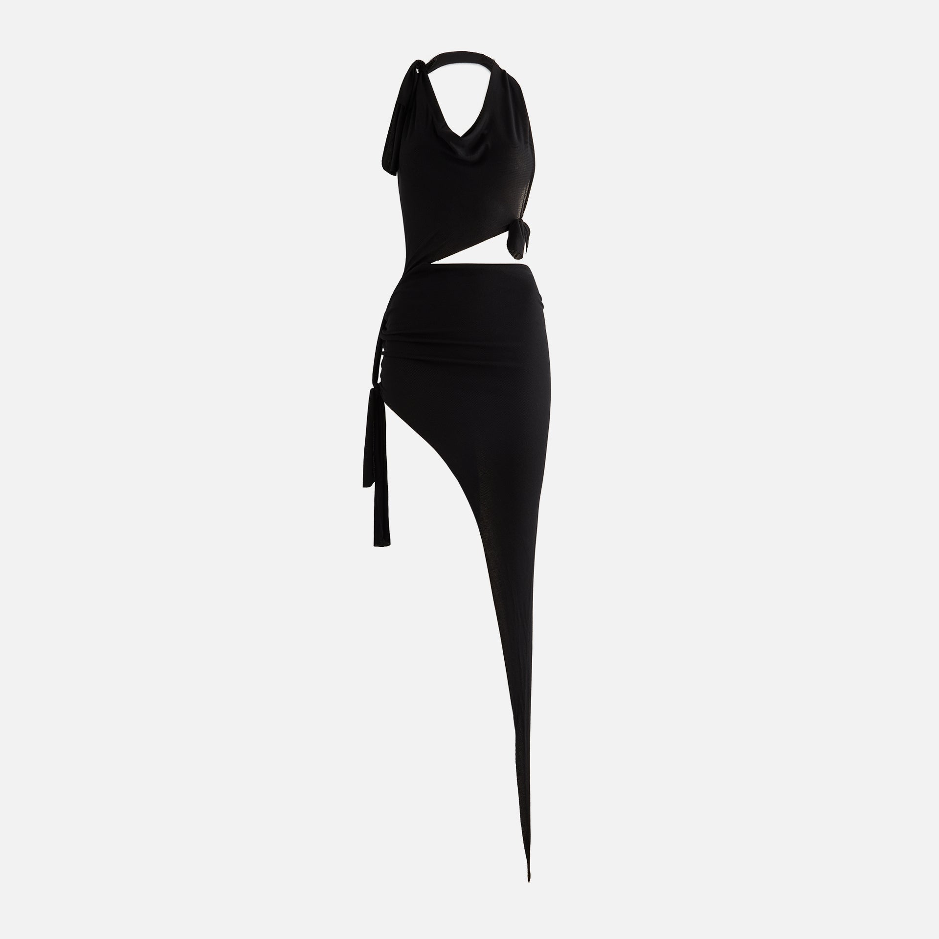 Sami Miro Vintage Tied Up Asymetric Cutout Dress - Black
