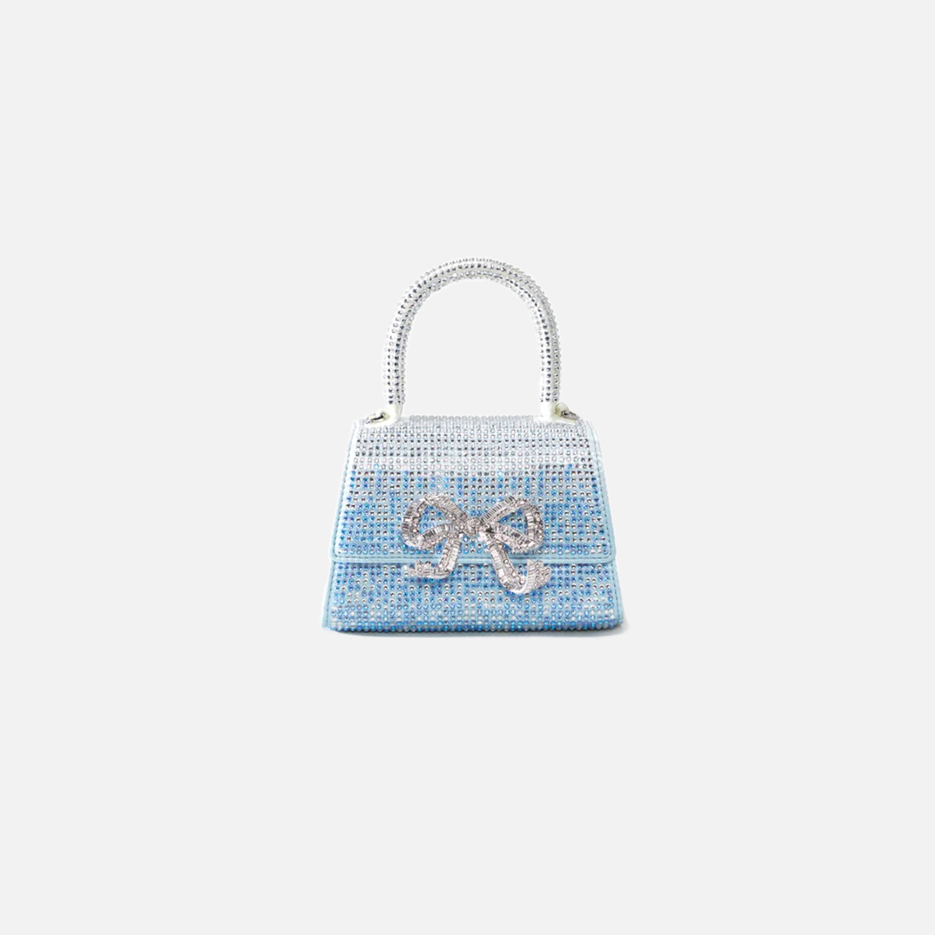 Self-Portrait Ombre Rhinestone Bow Micro Bag - Blue
