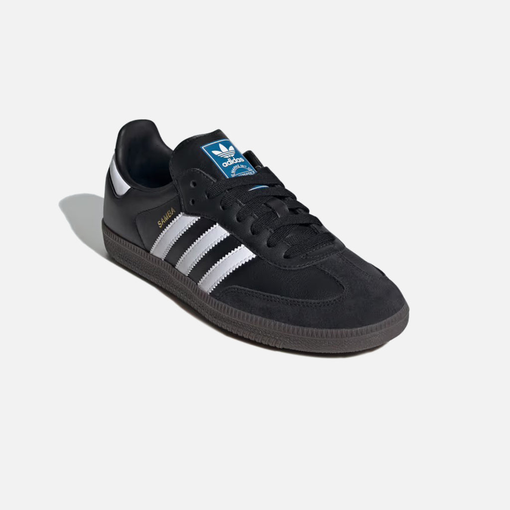 Mens samba black leather best sale