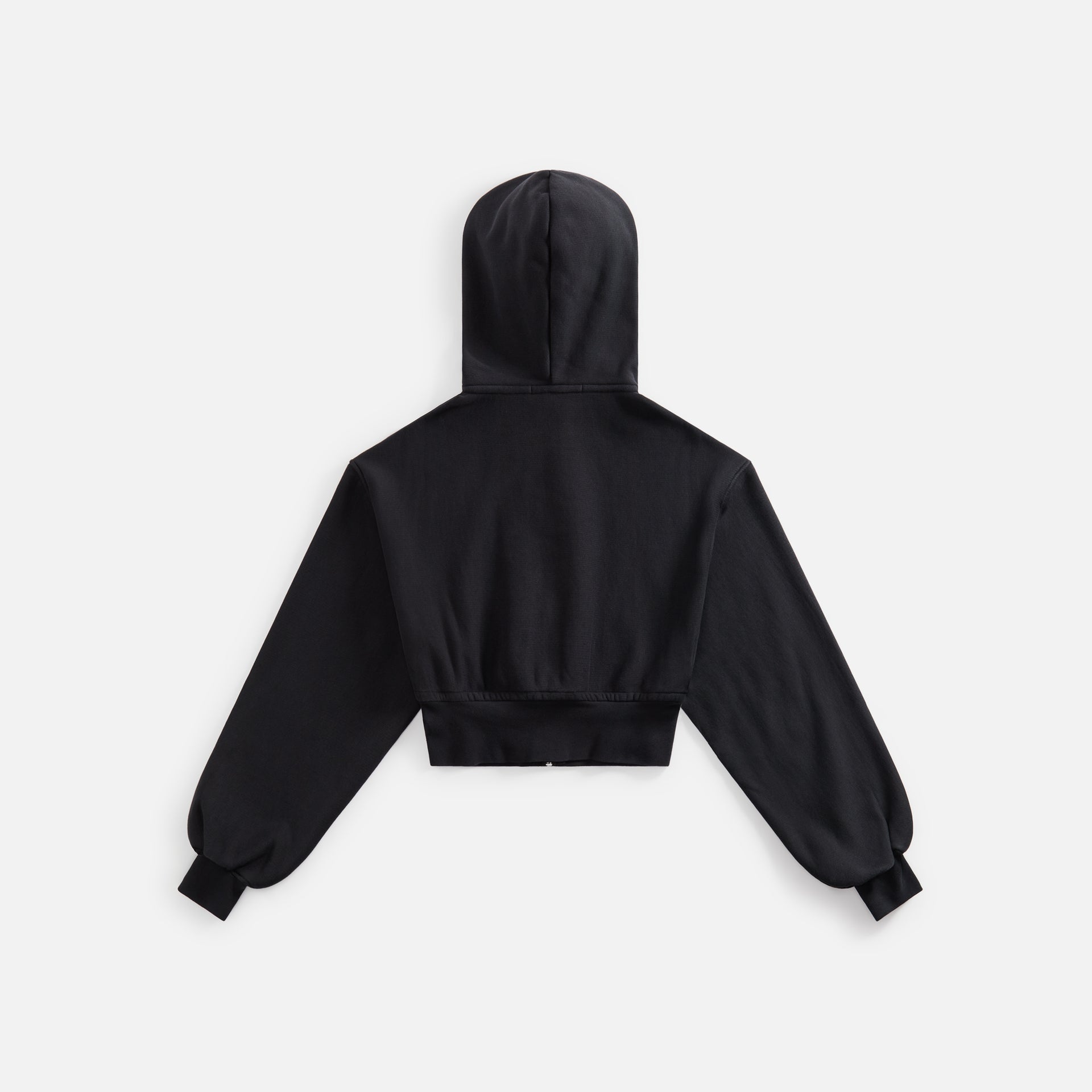 Alexander Wang Cropped Zipup Hoodie with Branded Seam Label - Black