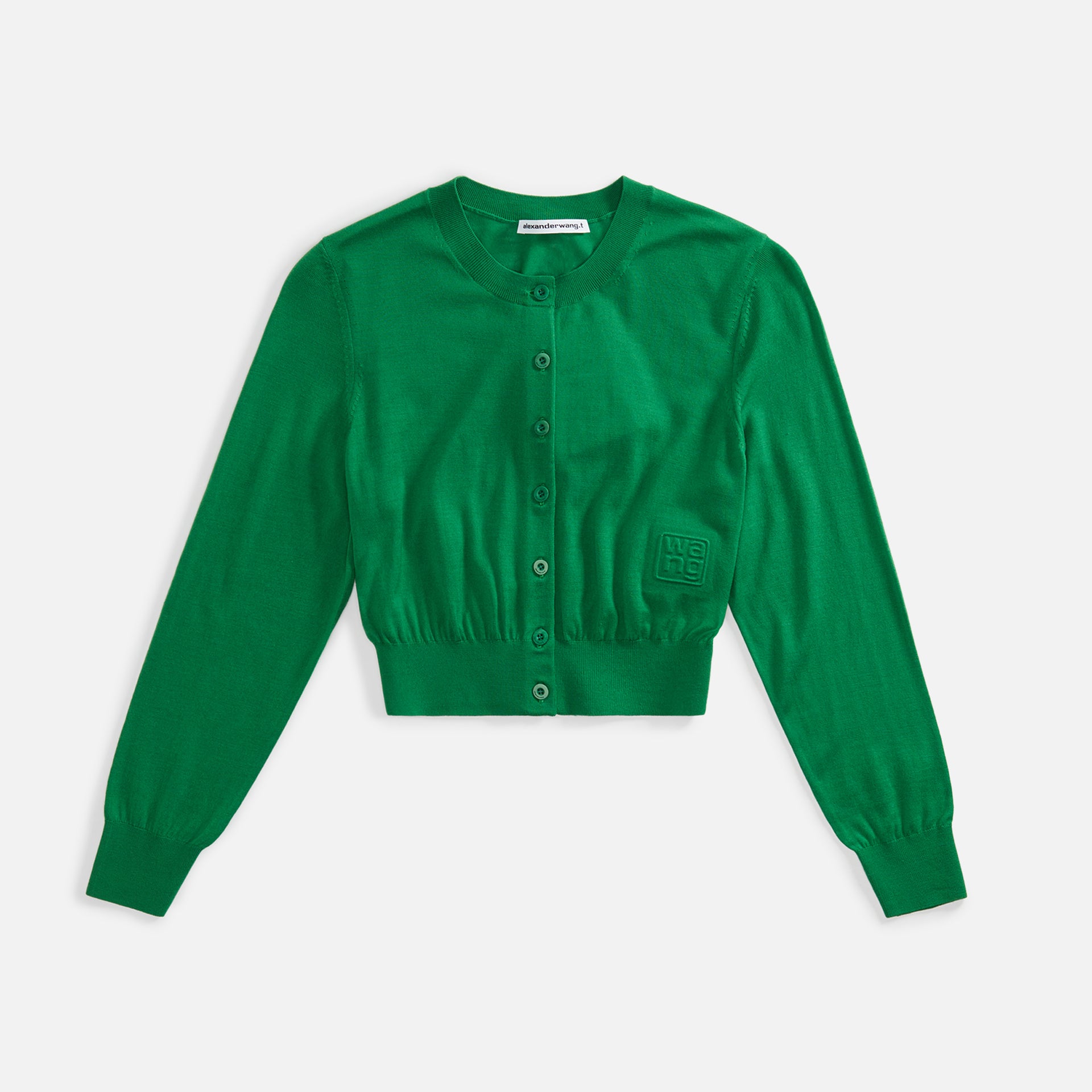 T by Alexander Wang Superfine Cropped Crewneck Cardi - Fern