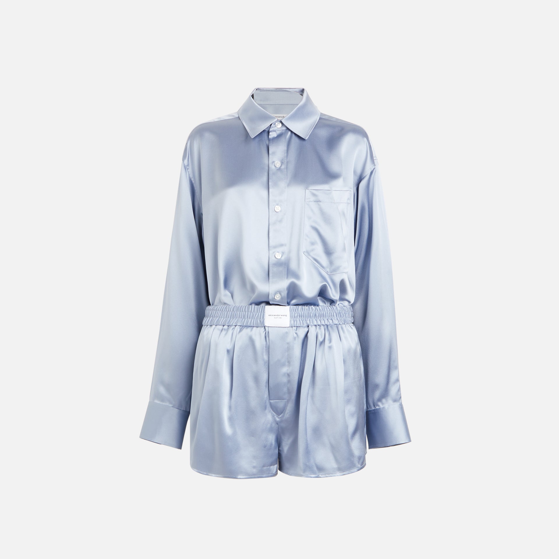 T by Alexander Wang Button Up Boxer Short Romper - Dark Iris