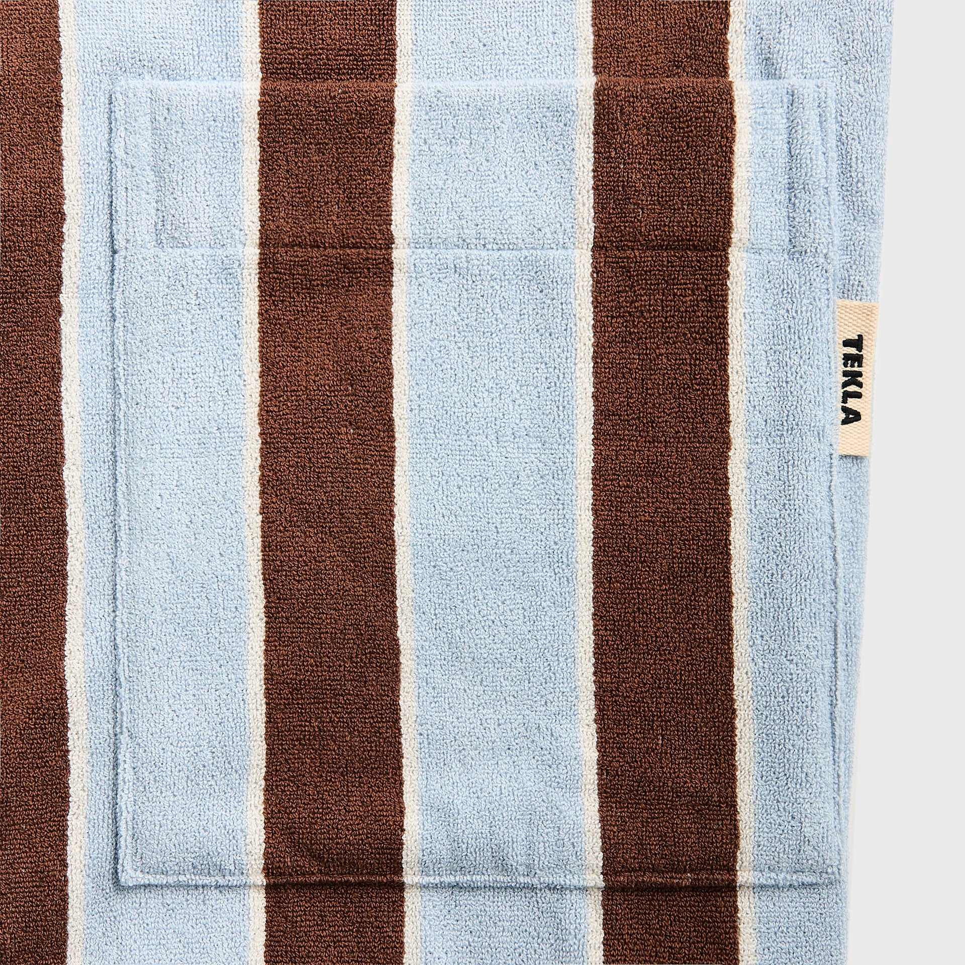 Tekla Hooded Bathrobe in Cocoa Stripes