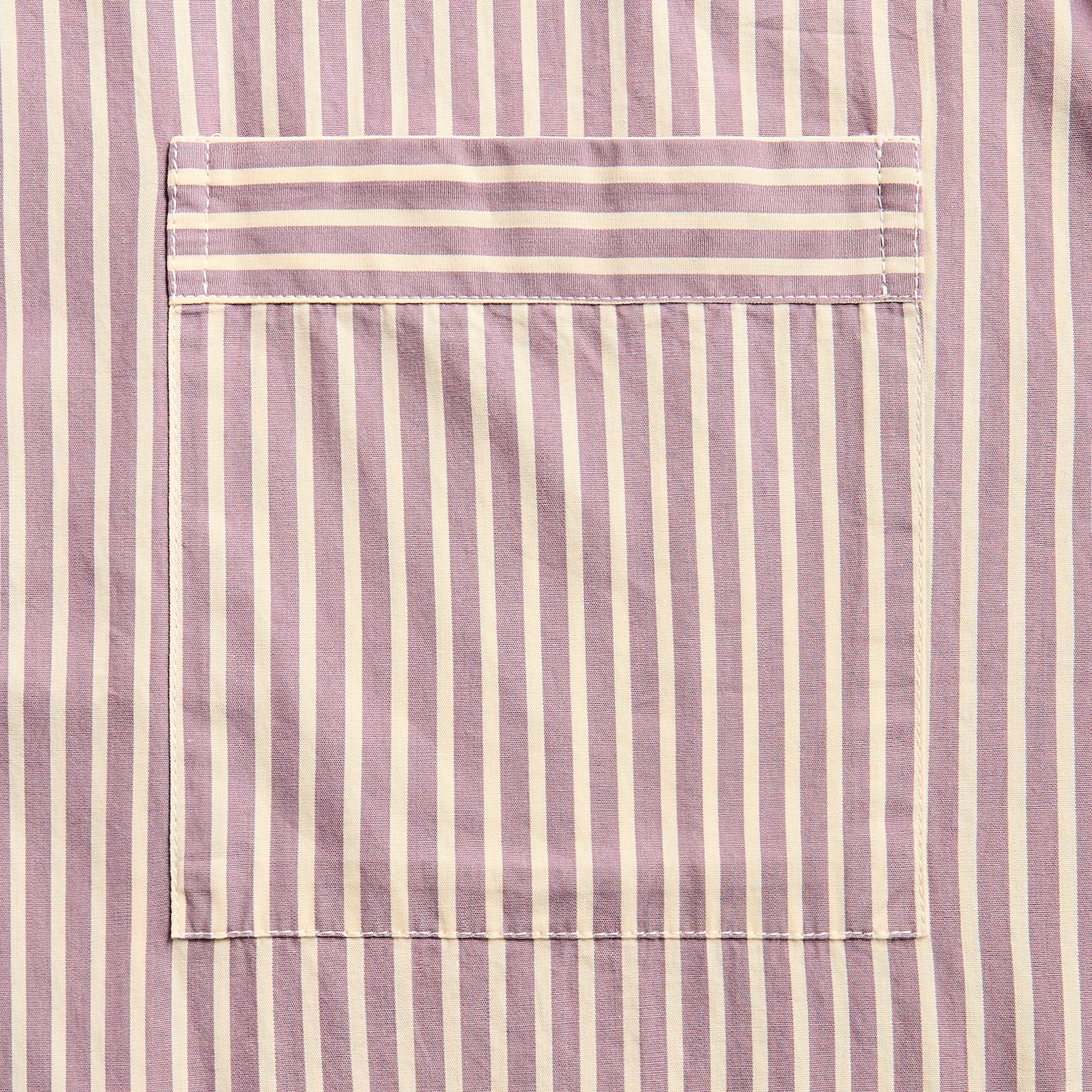 Tekla Poplin Short Sleeve Pyjamas Shirt in Skipper Stripes