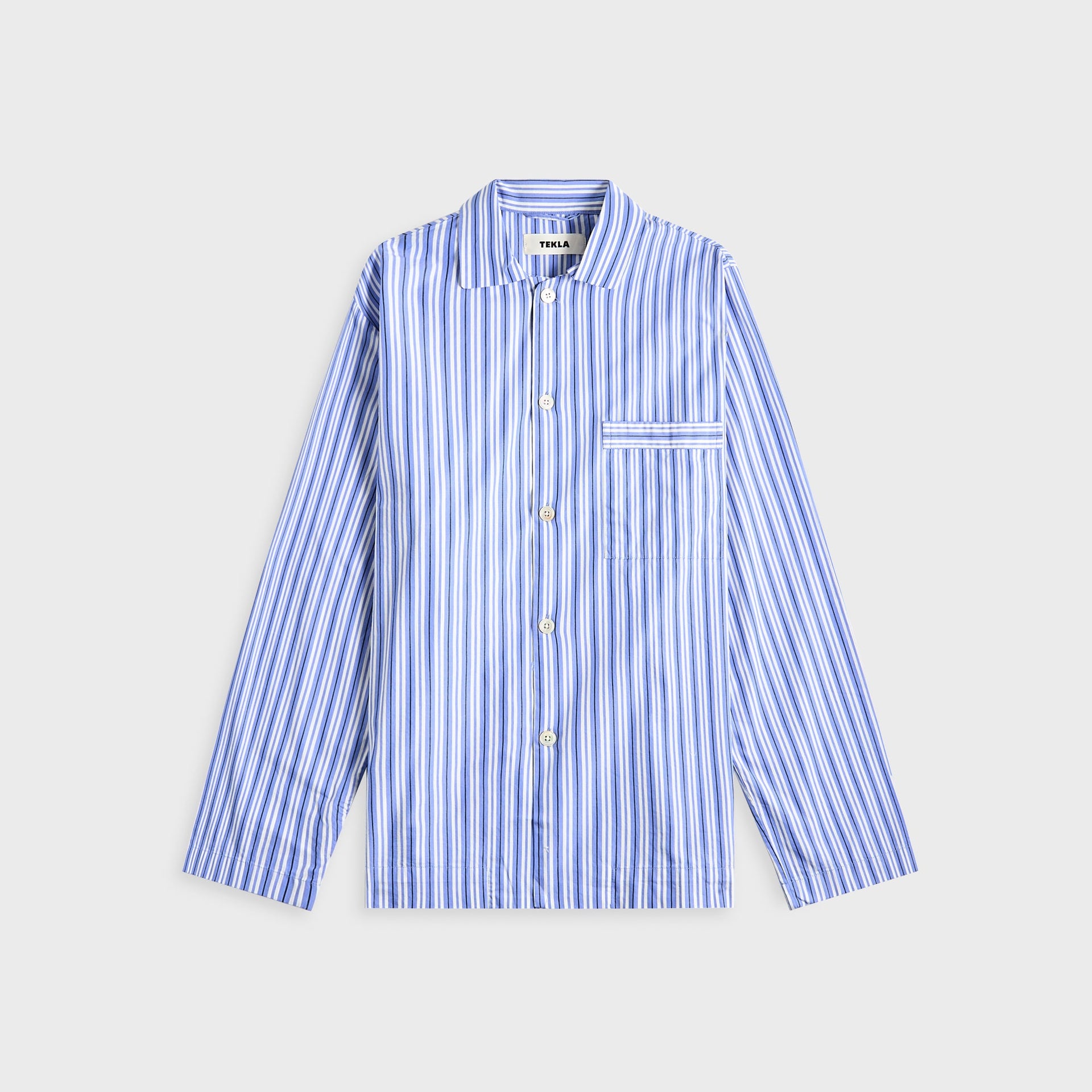 Tekla Cotton Poplin Pyjama Shirt in Penny Stripes