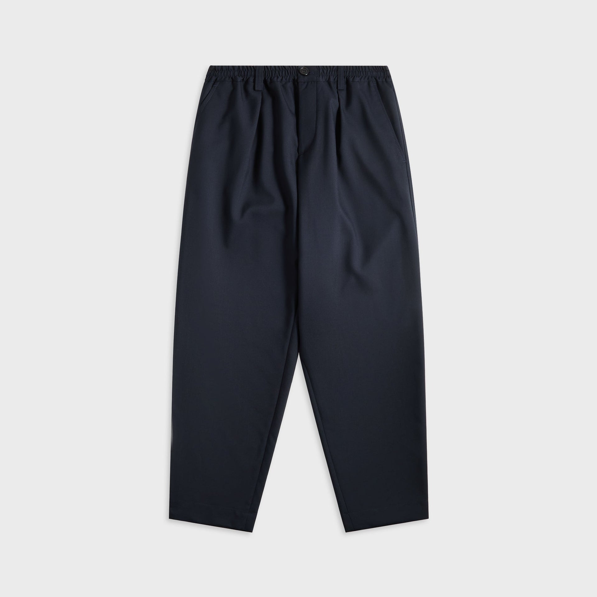 Marni Tropical Wool Cropped Drawstring Trousers in Blue / Black