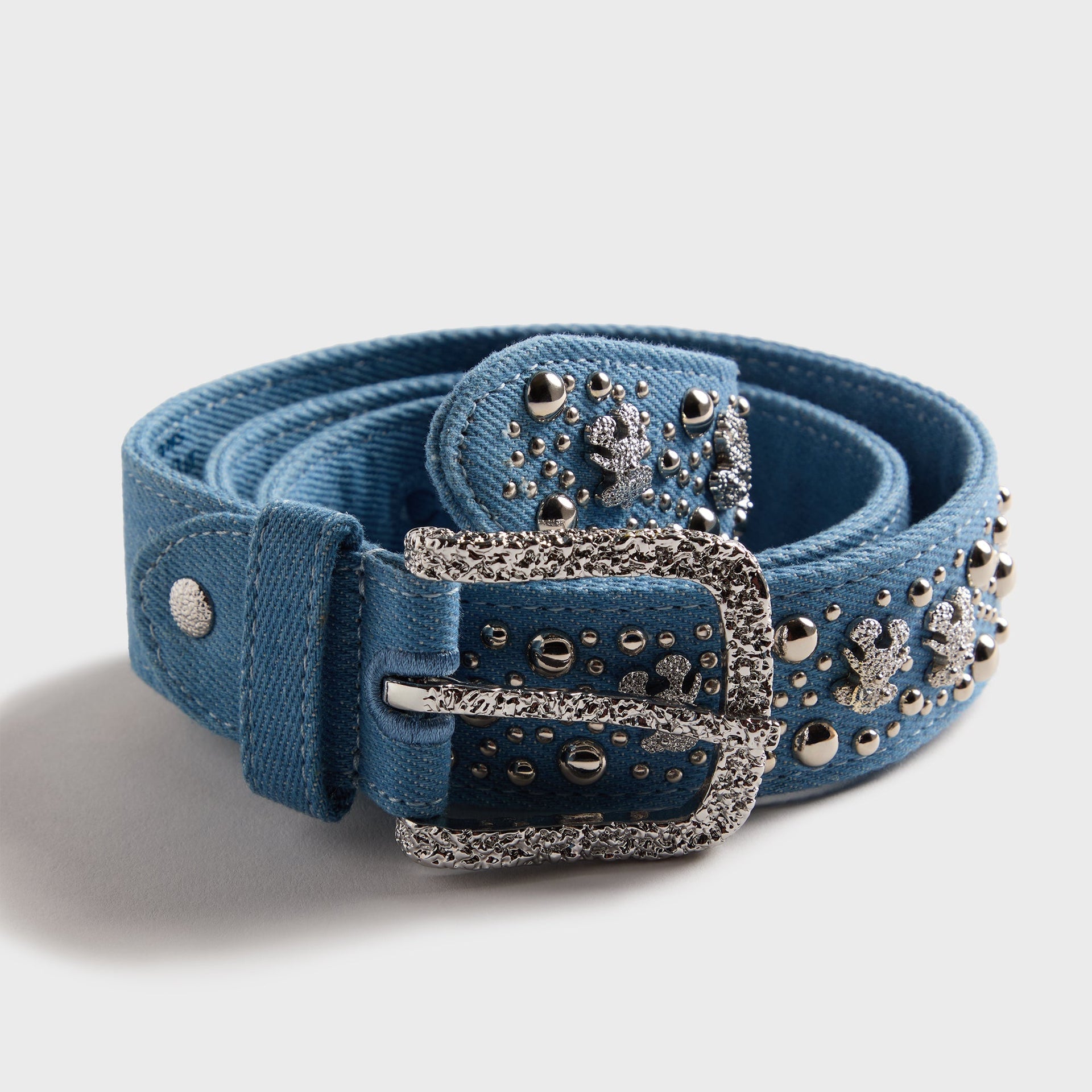 Veneda Carter Teddy Studded Belt in Light Wash