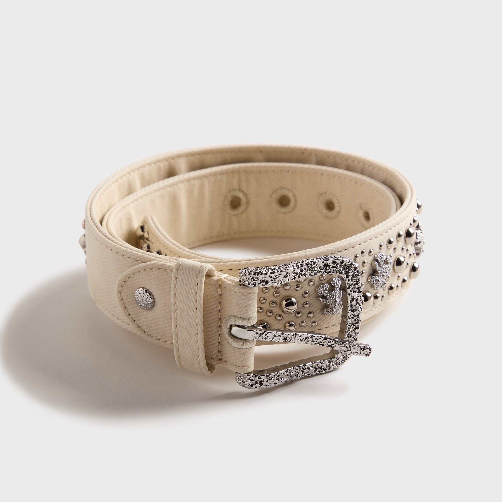 Veneda Carter Teddy Studded Belt in Off White