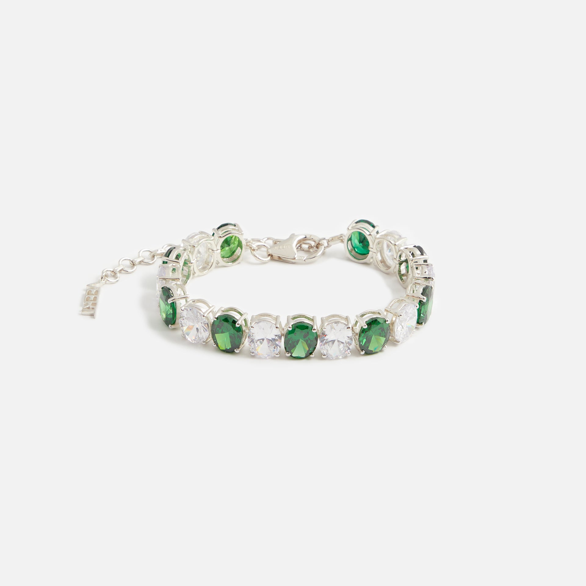 VEERT The Clear and Green Tennis Bracelet - White Gold