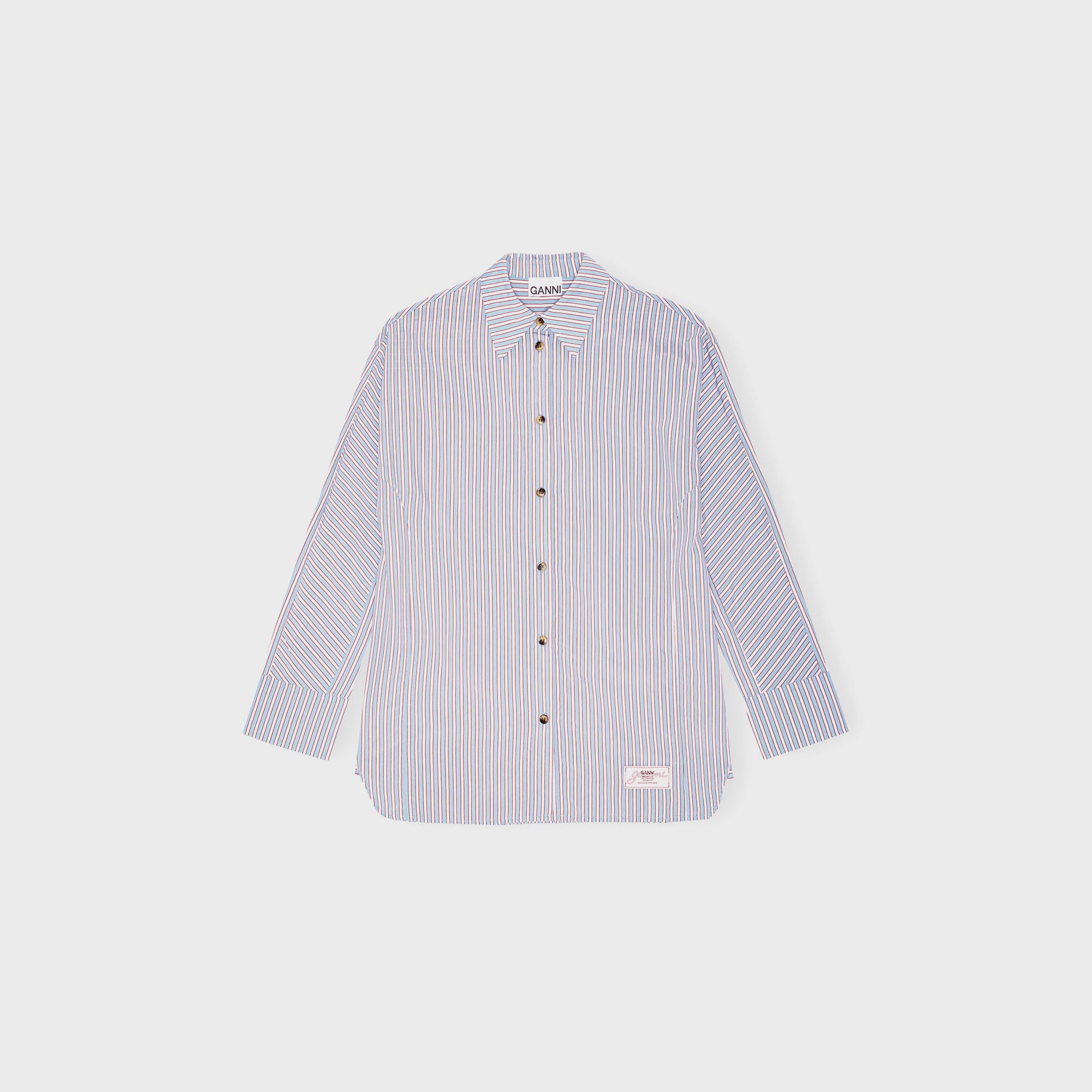 Ganni Yarn Dyed Stripe Shirt - Soft Chambray