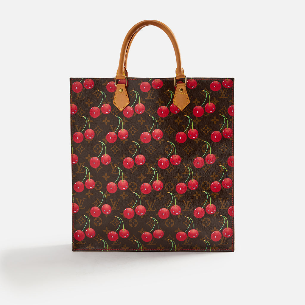 WGACA Louis Vuitton Brown Murakami Cherry Sac Plat - Brown / Red