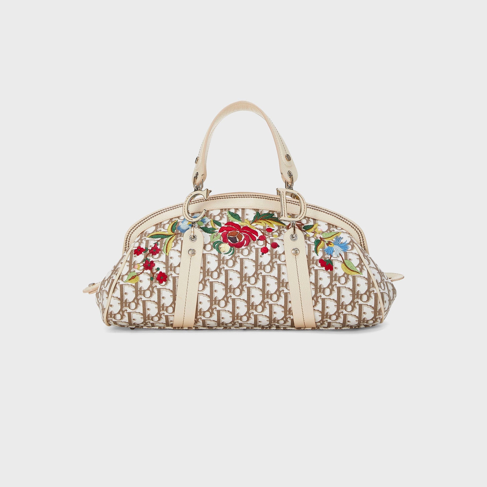 WGACA Dior Embroidered Floral Handbag Small in Beige