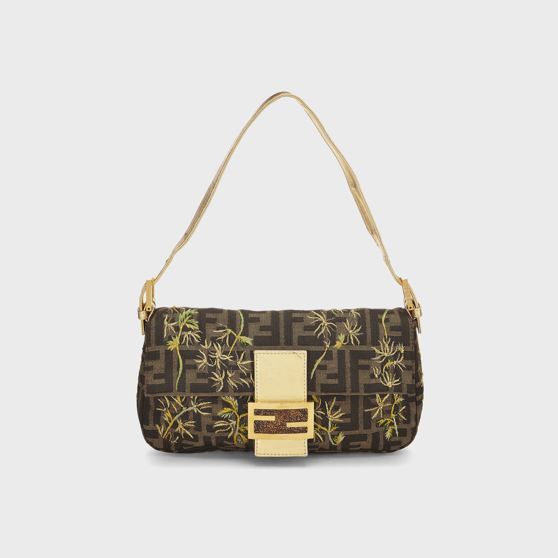 WGACA Fendi Gold Embroidered Baguette - Multi