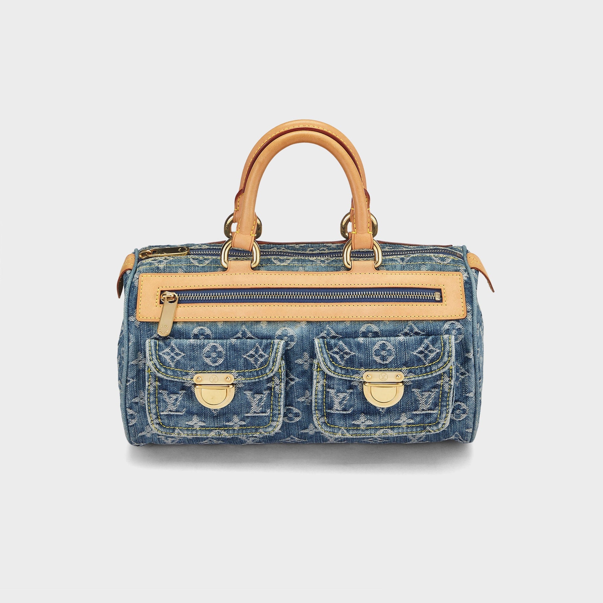 Horten mini leather tote bag Green in Blue