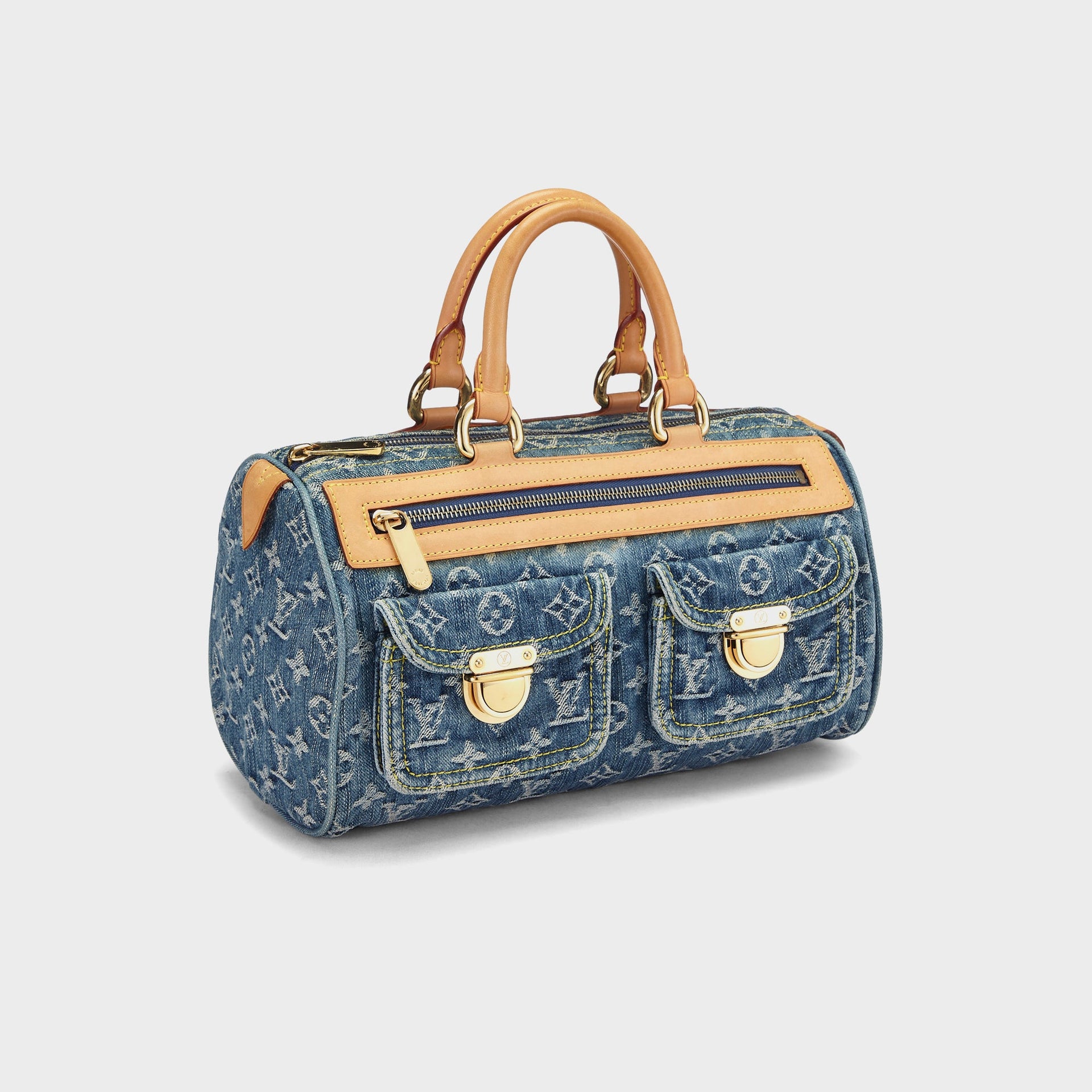 Horten mini leather tote bag Green in Blue