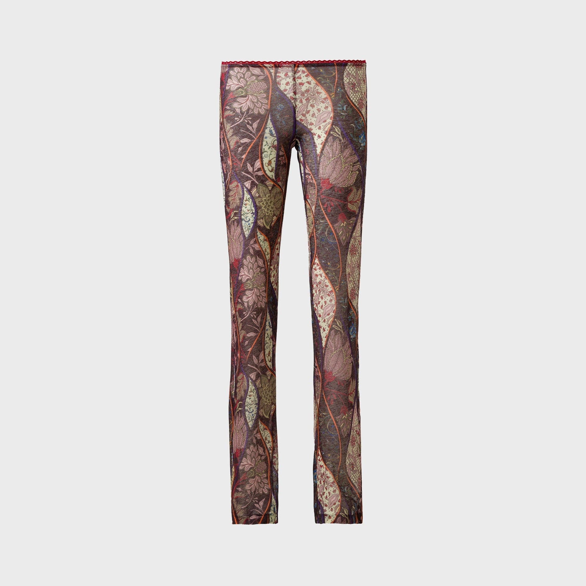 Siedres Printed Mesh Semi-Sheer Flare Pants - Multi