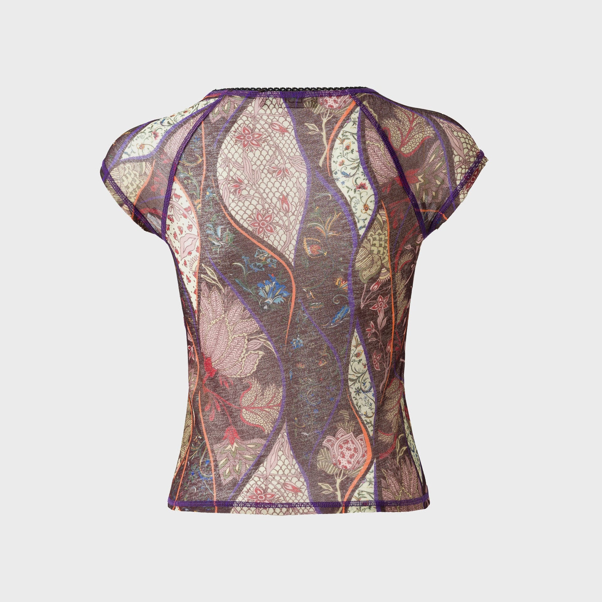 Siedres Printed Mesh Semi-Sheer Top - Multi