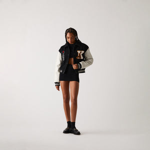 UrlfreezeShops Women Campbell Cropped Varsity Jacket - Black