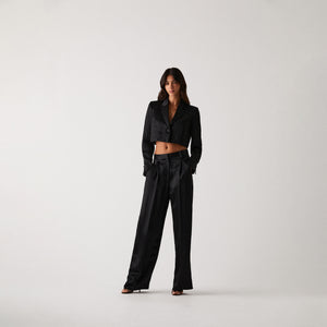 UrlfreezeShops Women Kyrie Cropped Tuxedo Jacket - Black