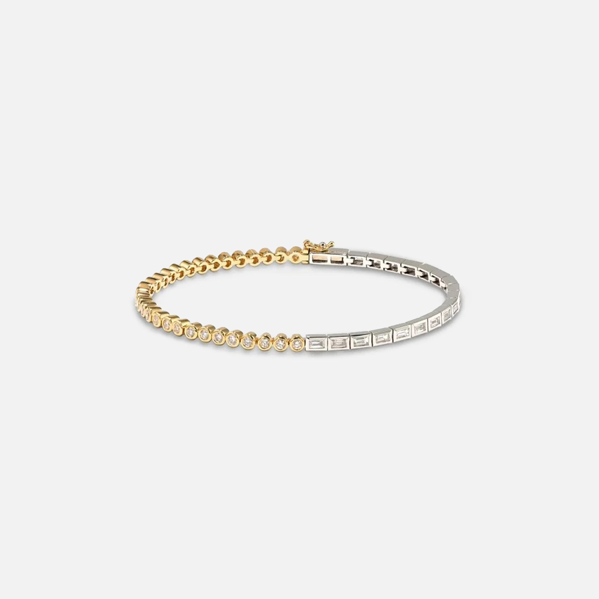 Yvonne Leon Baguette Riviere Bracelet - Yellow Gold / White