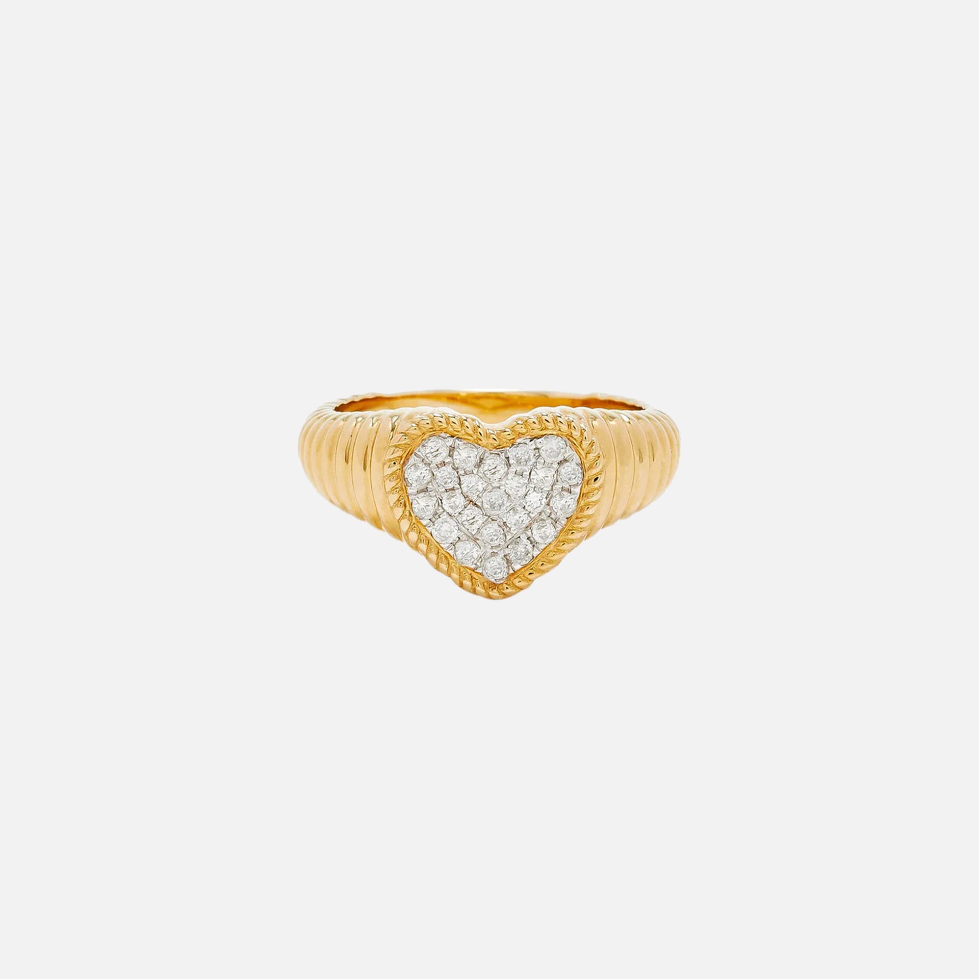 Yvonne Leon Baby Chevaliere Coeur Berlingot Diamants Jaune - Yellow Gold