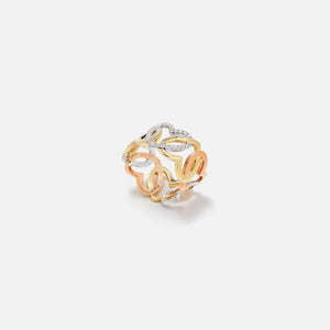 Yvonne Leon Bague Maille Coeurs 3 Ors Heart Ring - Multi