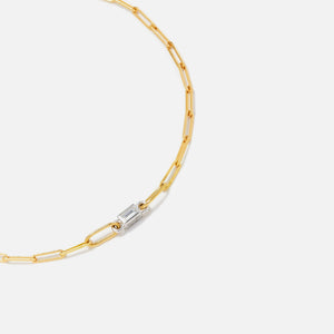 Yvonne Leon Bracelet PM 1 Baguettes Clos Diamant Small Link - Yellow
