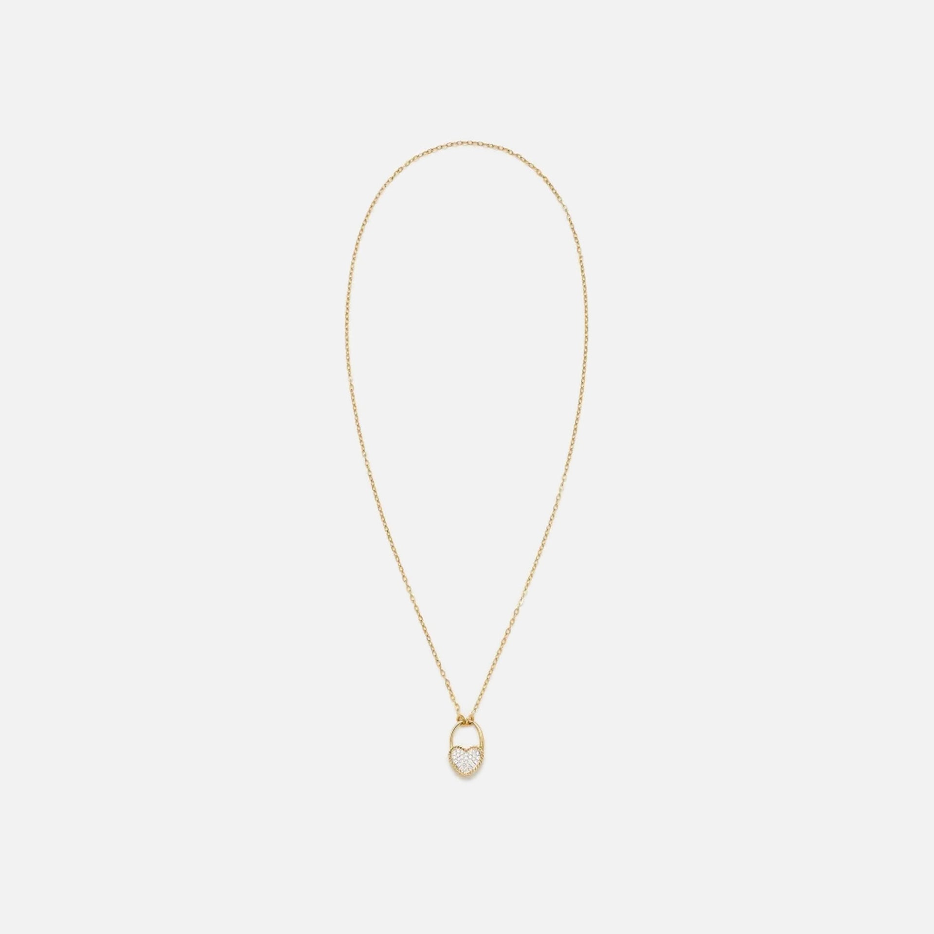 Yvonne Leon Collier Cadenas Coeur Diamants PM - Yellow Gold