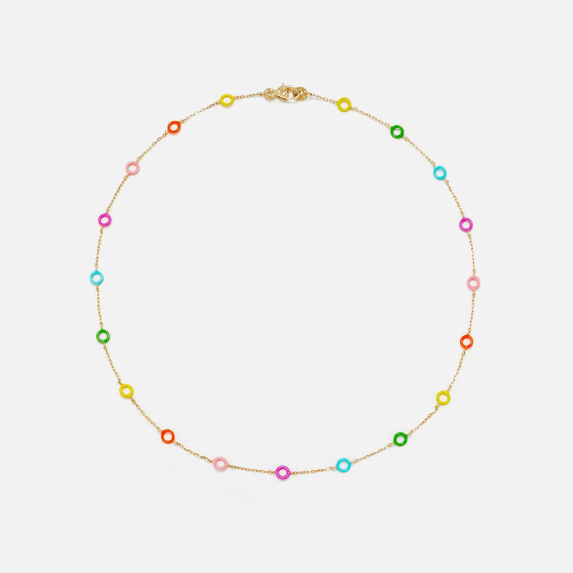 Yvonne Leon Collier Donuts Rainbow OJ Multi Donut Neclace - Yellow Gold / Rainbow