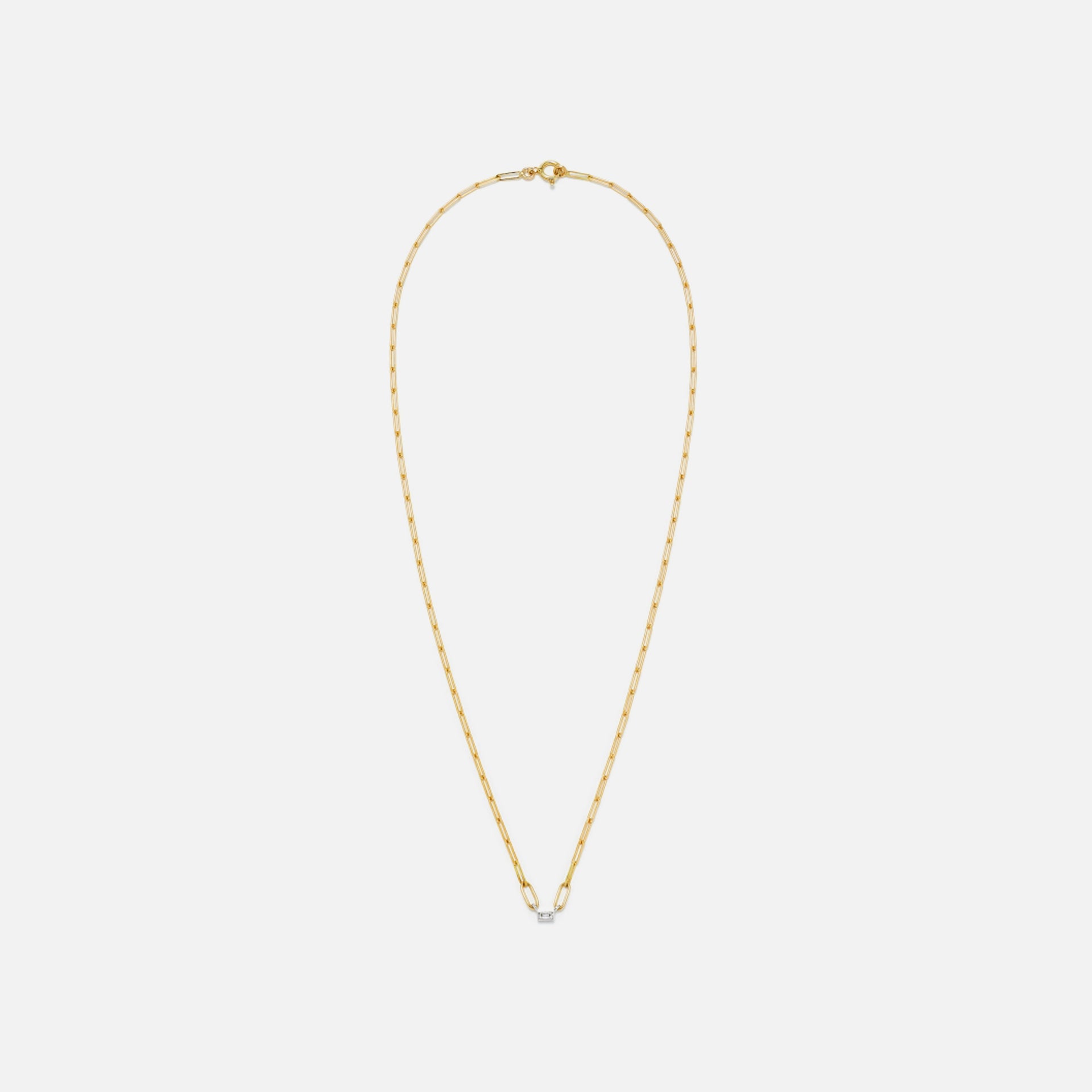 Yvonne Leon Collier Necklace PM 1 Baguettes Clos Diamant Small Link - Yellow