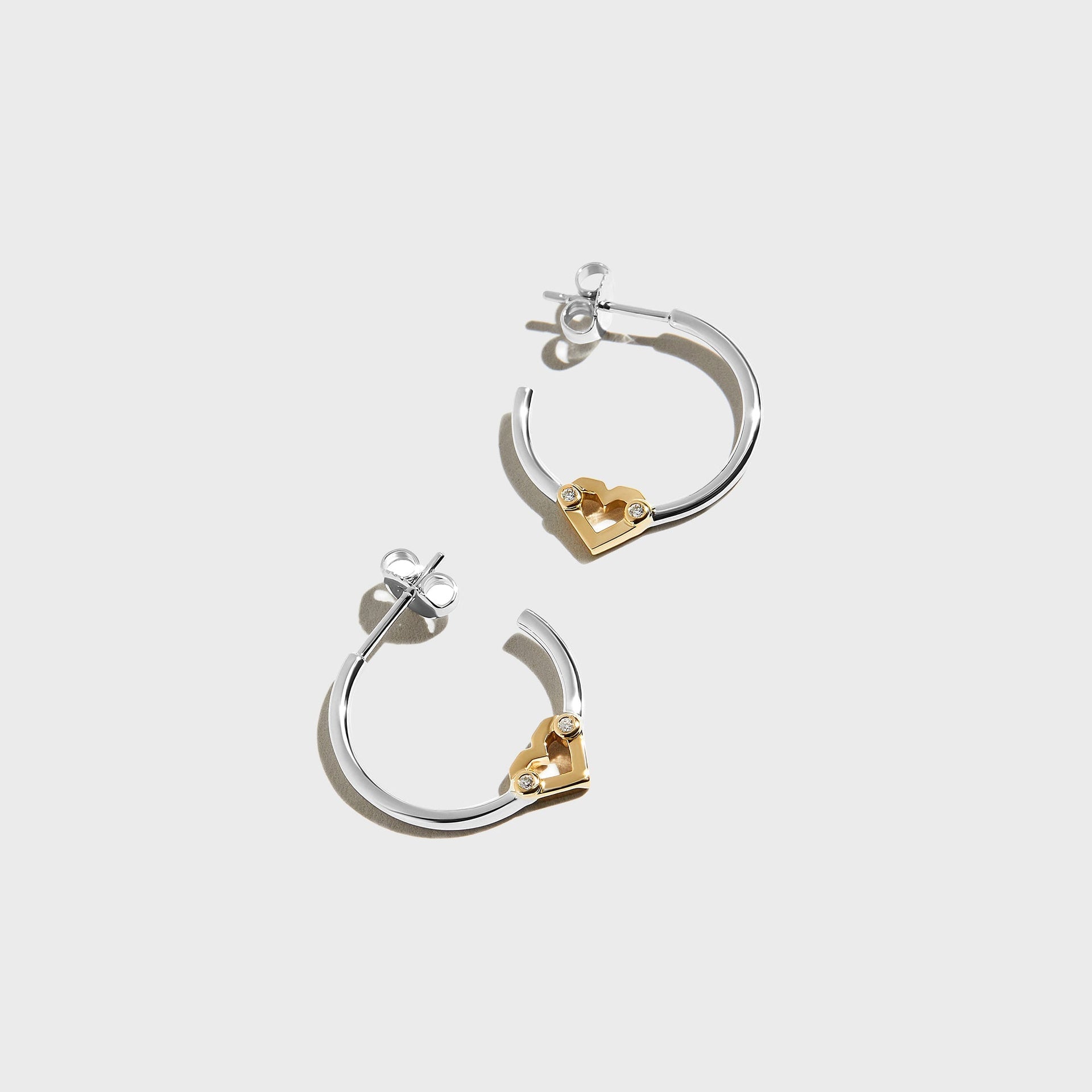 Greg Yuna Umlaut Heart Hoop Earrings in Silver / Gold