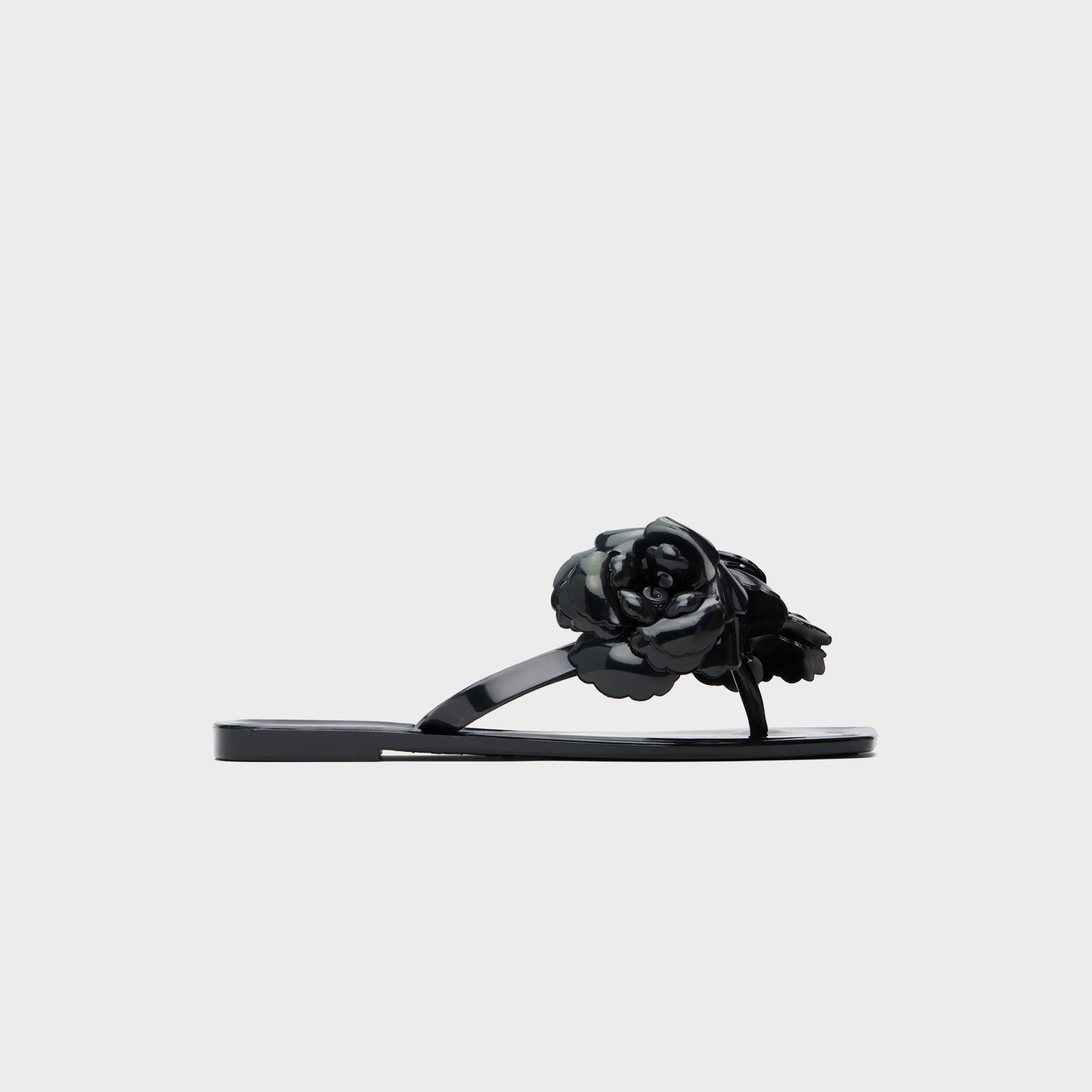 Coperni Silicone Flower Flat Sandals - Black