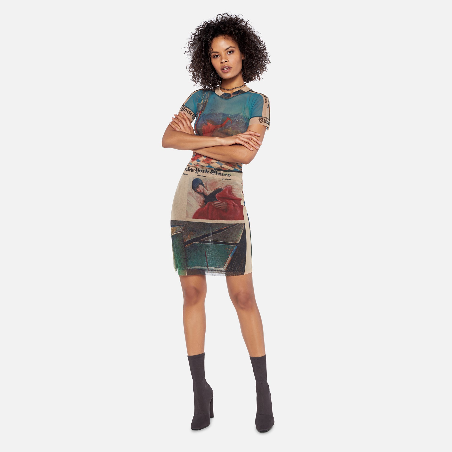 Ottolinger Printed Fitted Mesh Tee - Multicolor
