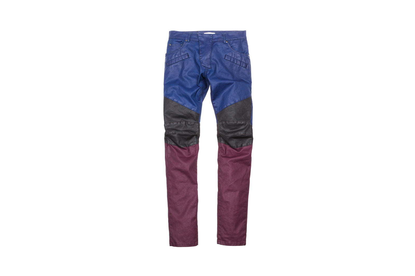 Pierre Balmain Moto Jeans - Navy / Black / Burgundy