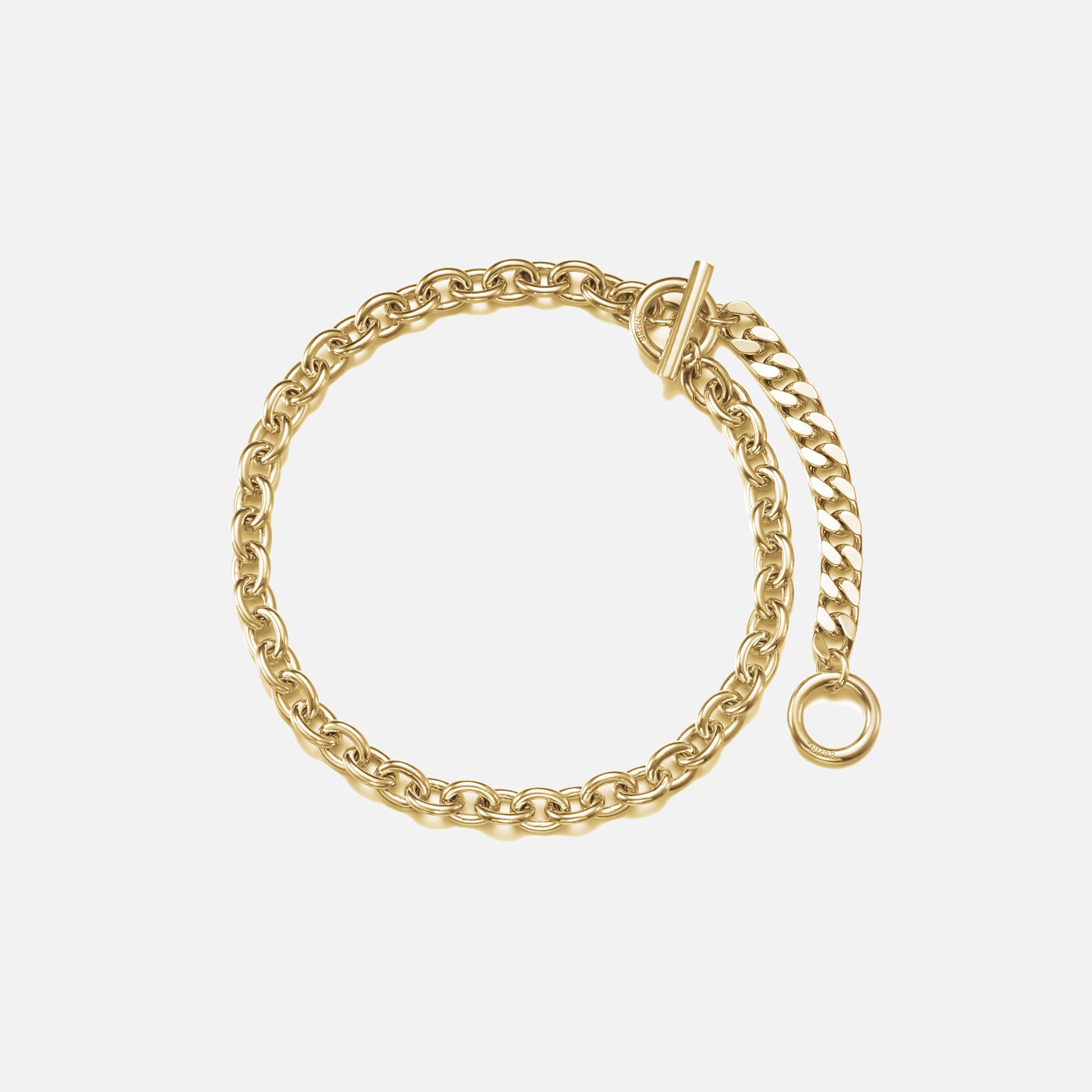 Numbering Double Toggle Chain Necklace - Gold
