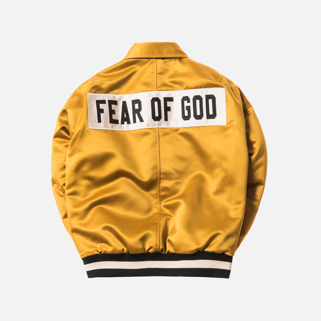 Fear of God 5th Collection Satin Baseball Coaches Jacket - Gold – Kith