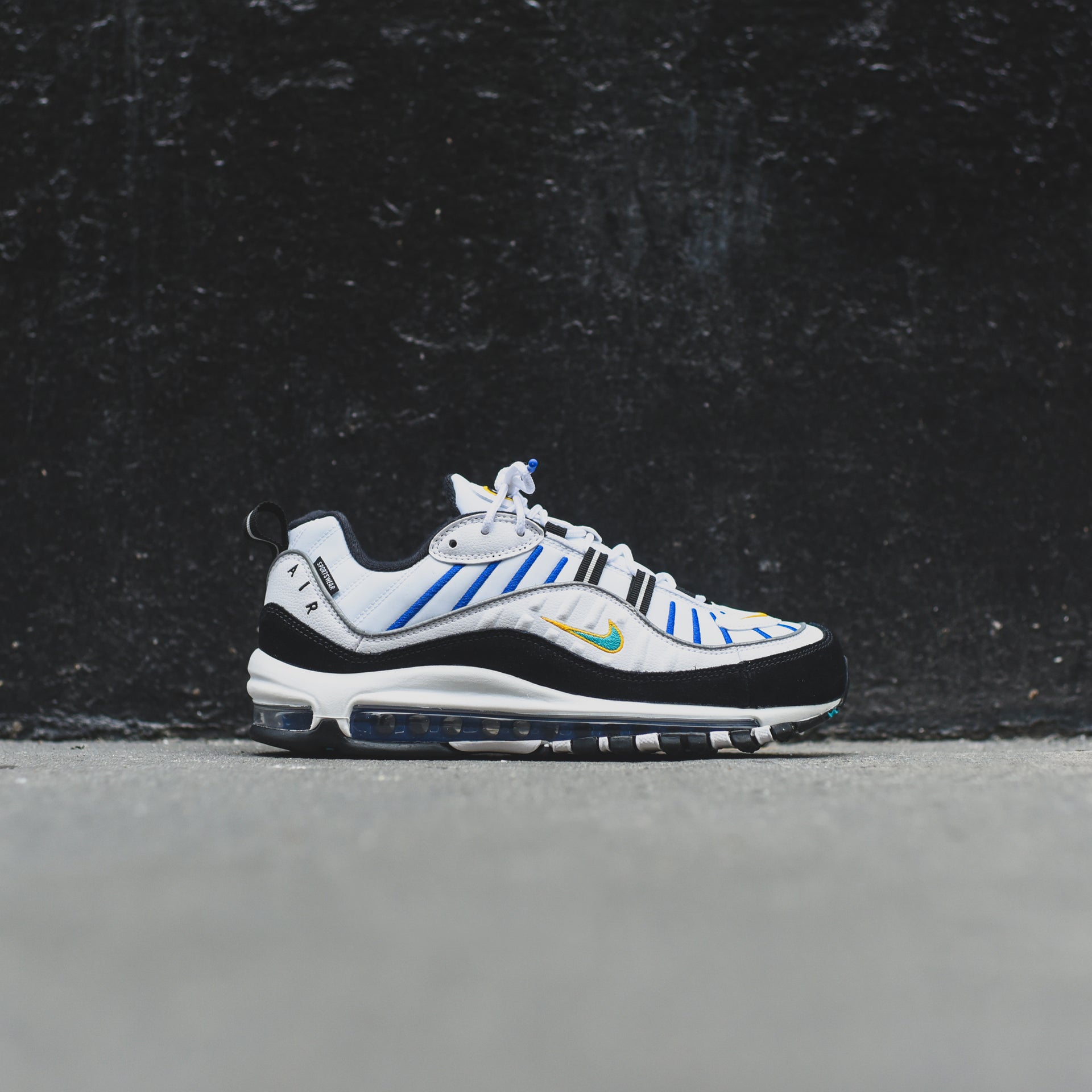 Nike Air Max 98 Premium - White / Teal Nebula / University Gold / Black