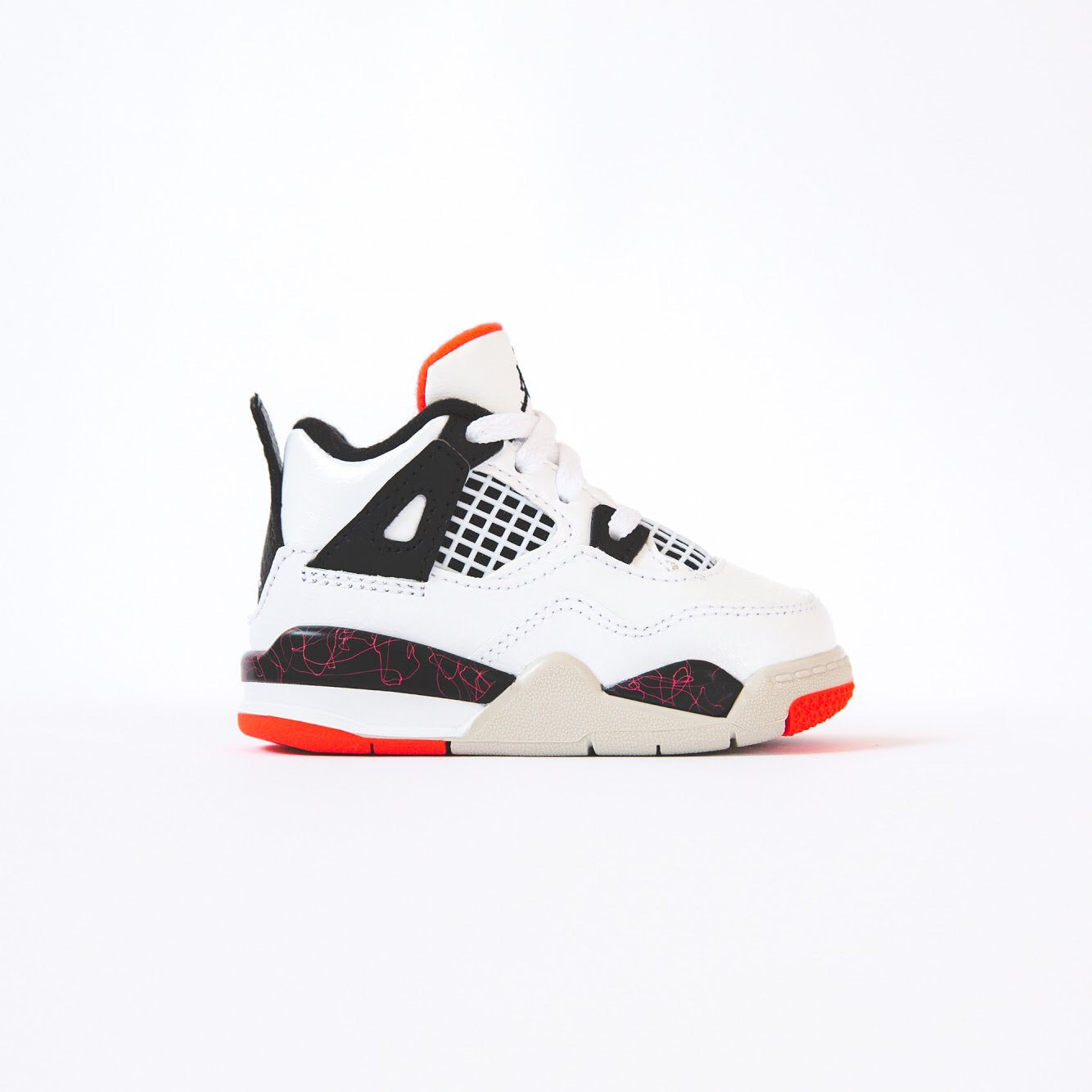 Nike TD Air Jordan 4 Retro - White / Black / Bright Crimson