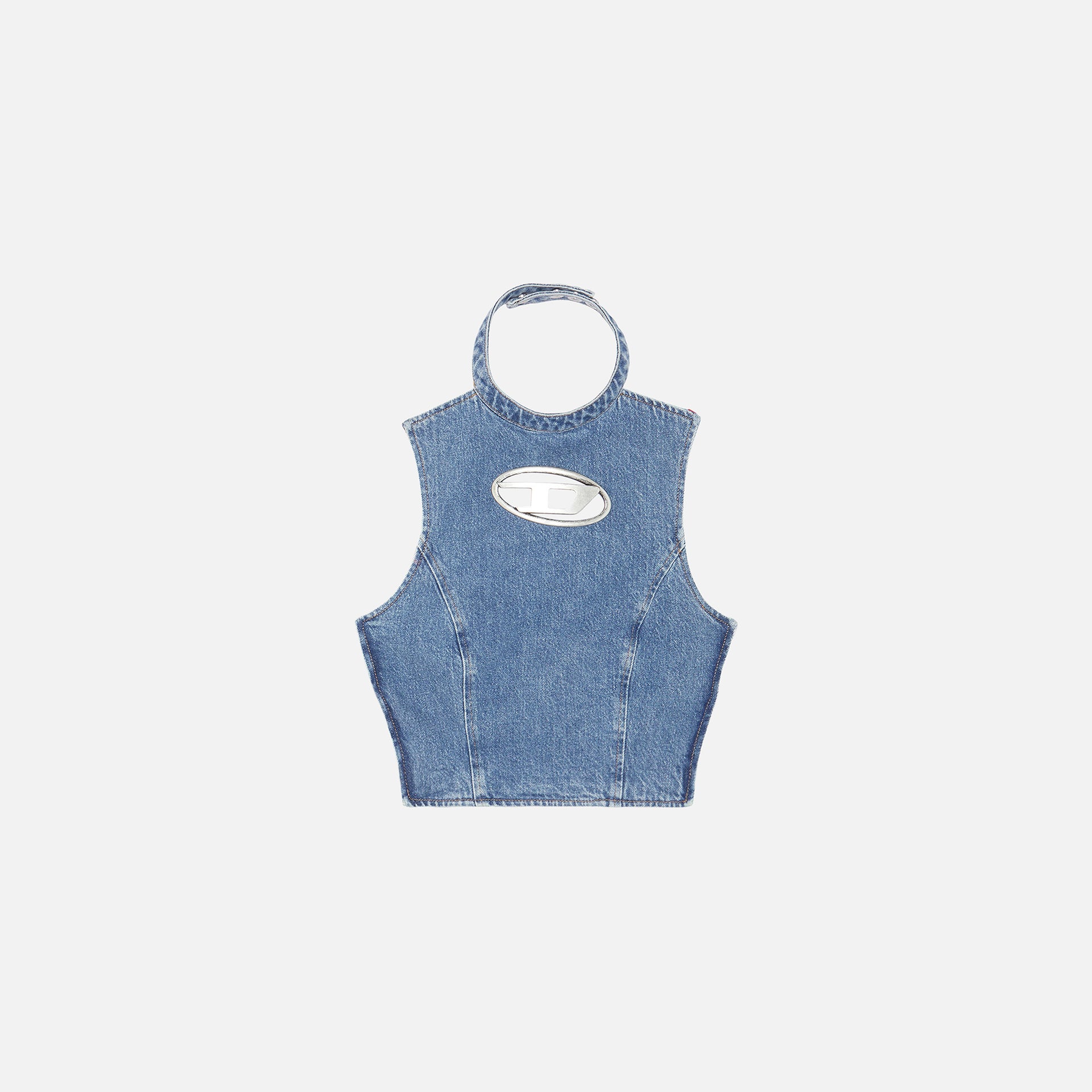 Diesel Thea Fringes D Logo Denim Top - Blue