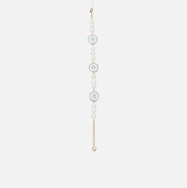 Casablanca Pearl & Dish Charm Bracelet - White