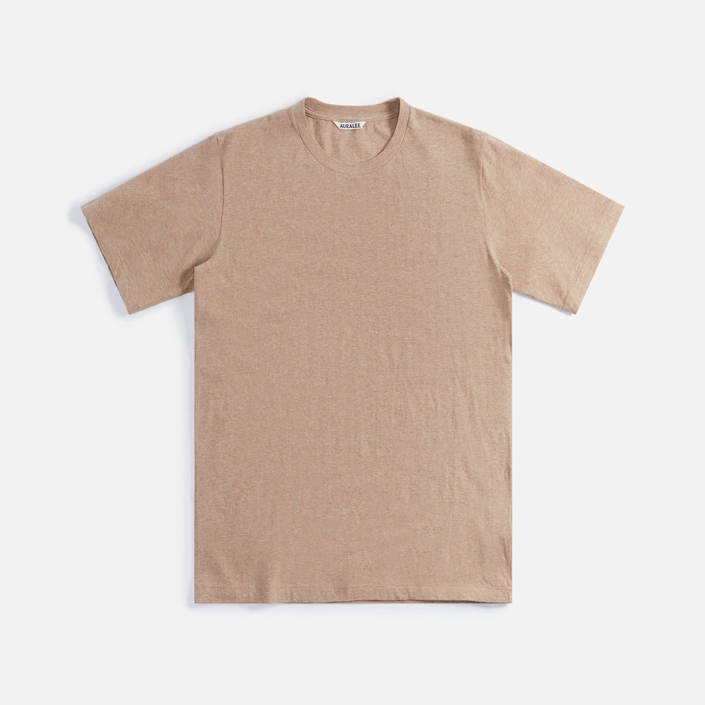 Auralee Hard Twist Cotton Cashmere Tee - Beige