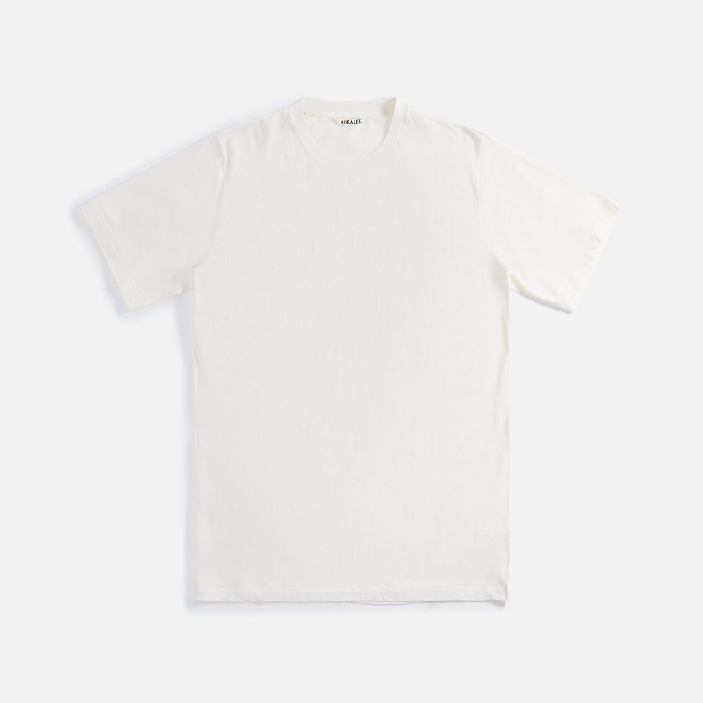 Auralee Hard Twist Cotton Cashmere Tee - White