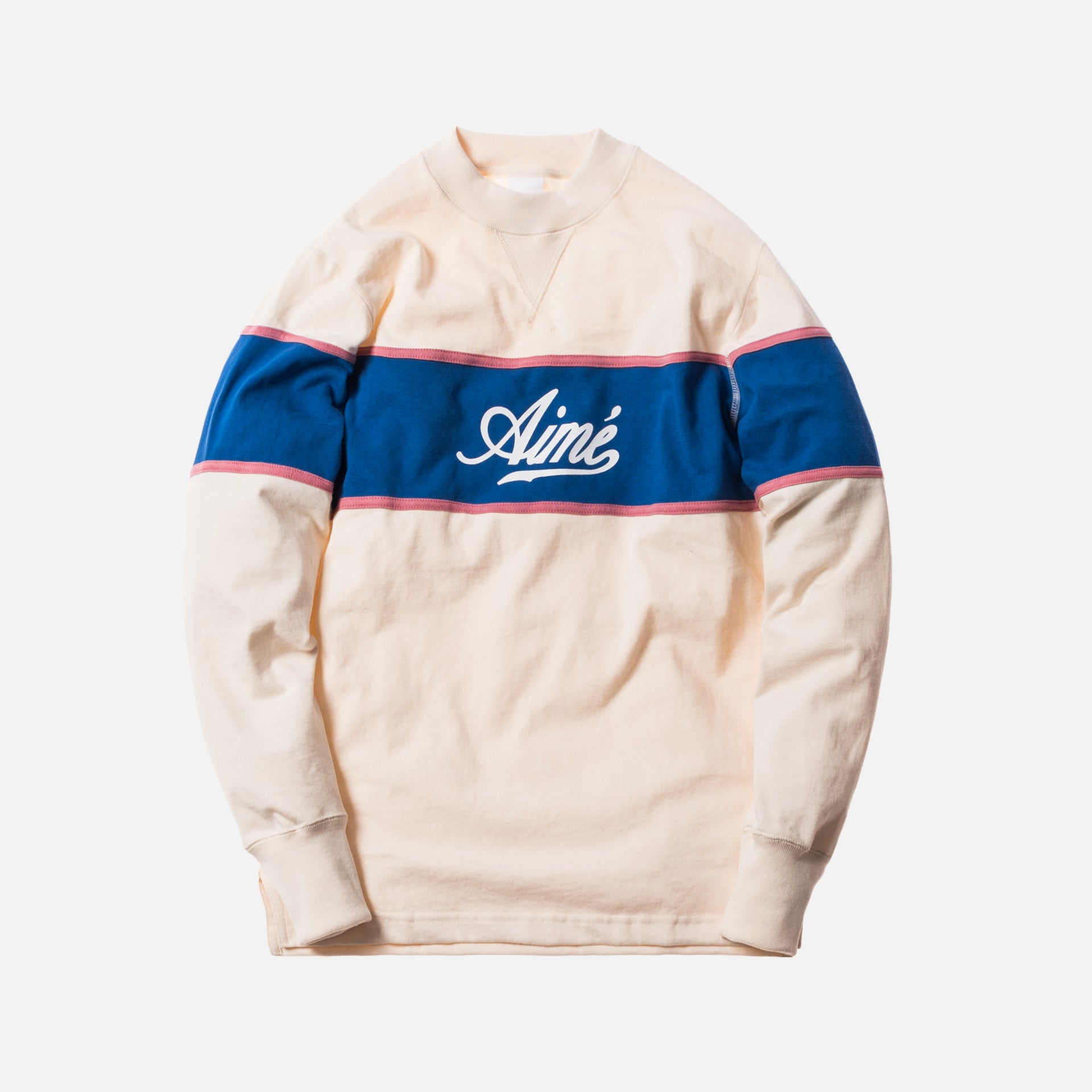 Aimé Leon Dore Rugby Crewneck - Natural / Royal / Dusty Pink