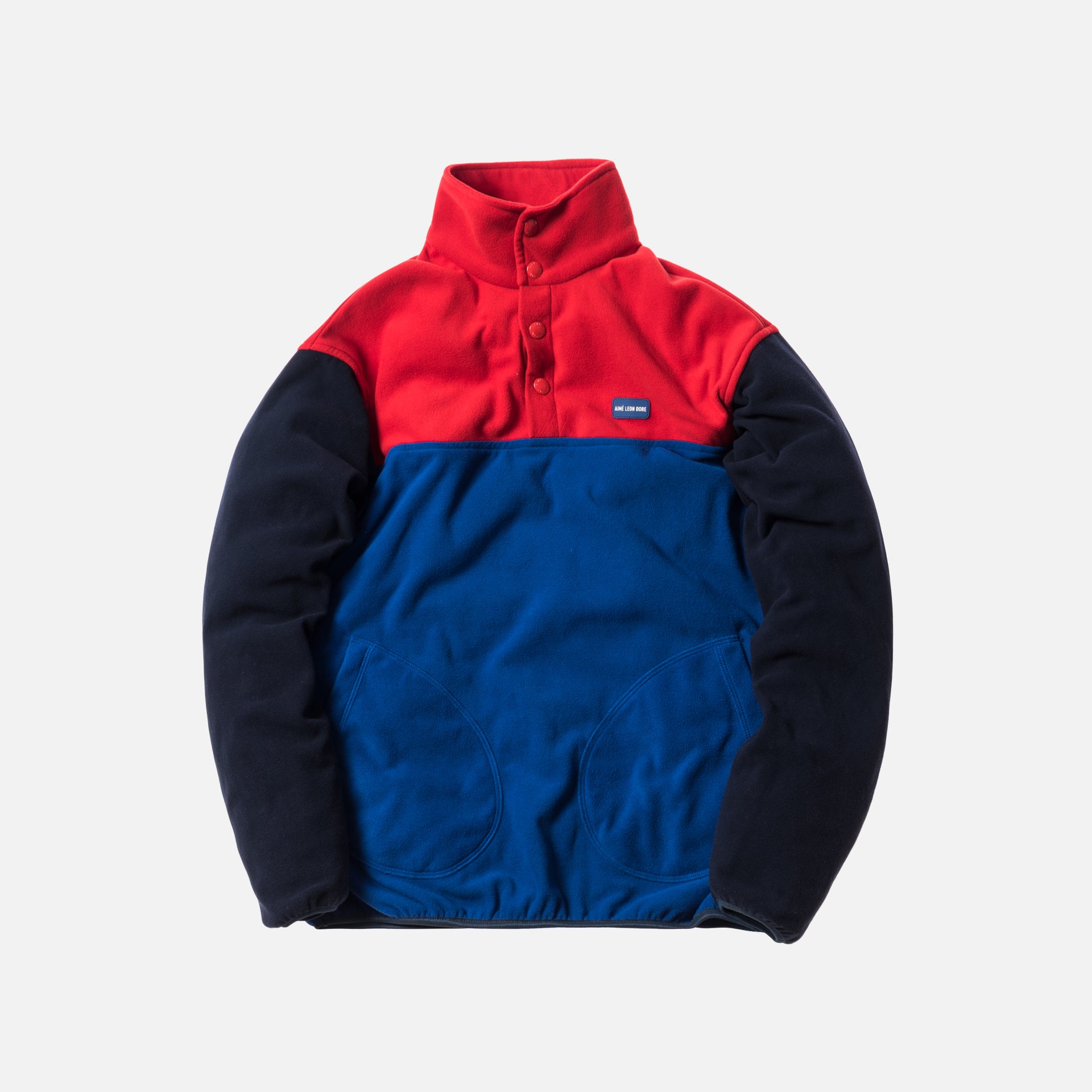 Aimé Leon Dore Blocked Micro Fleece Pullover - Red / Royal / Navy