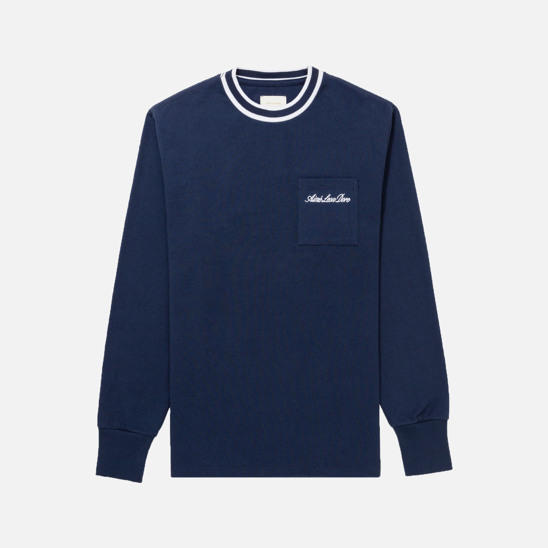 Aimé Leon Dore Striped Collar L/S Tee - Maritime Blue