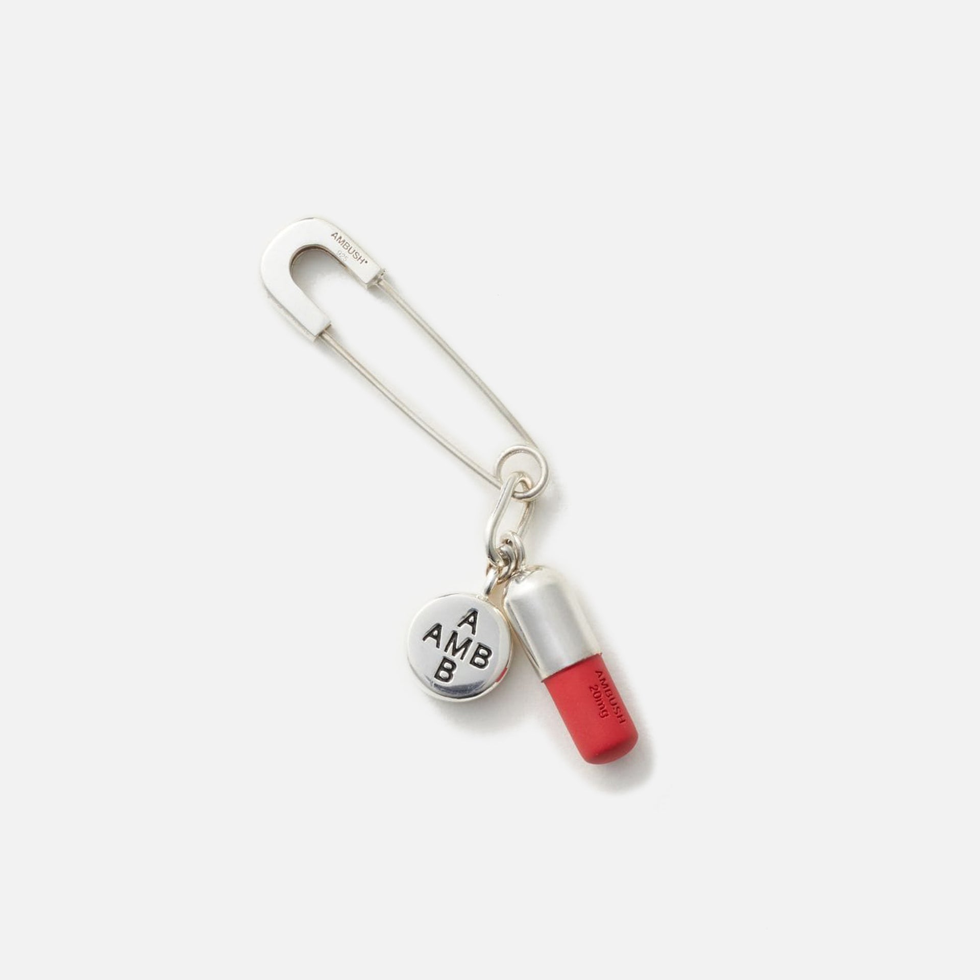 Ambush Pill Charm Earring - Silver / Red