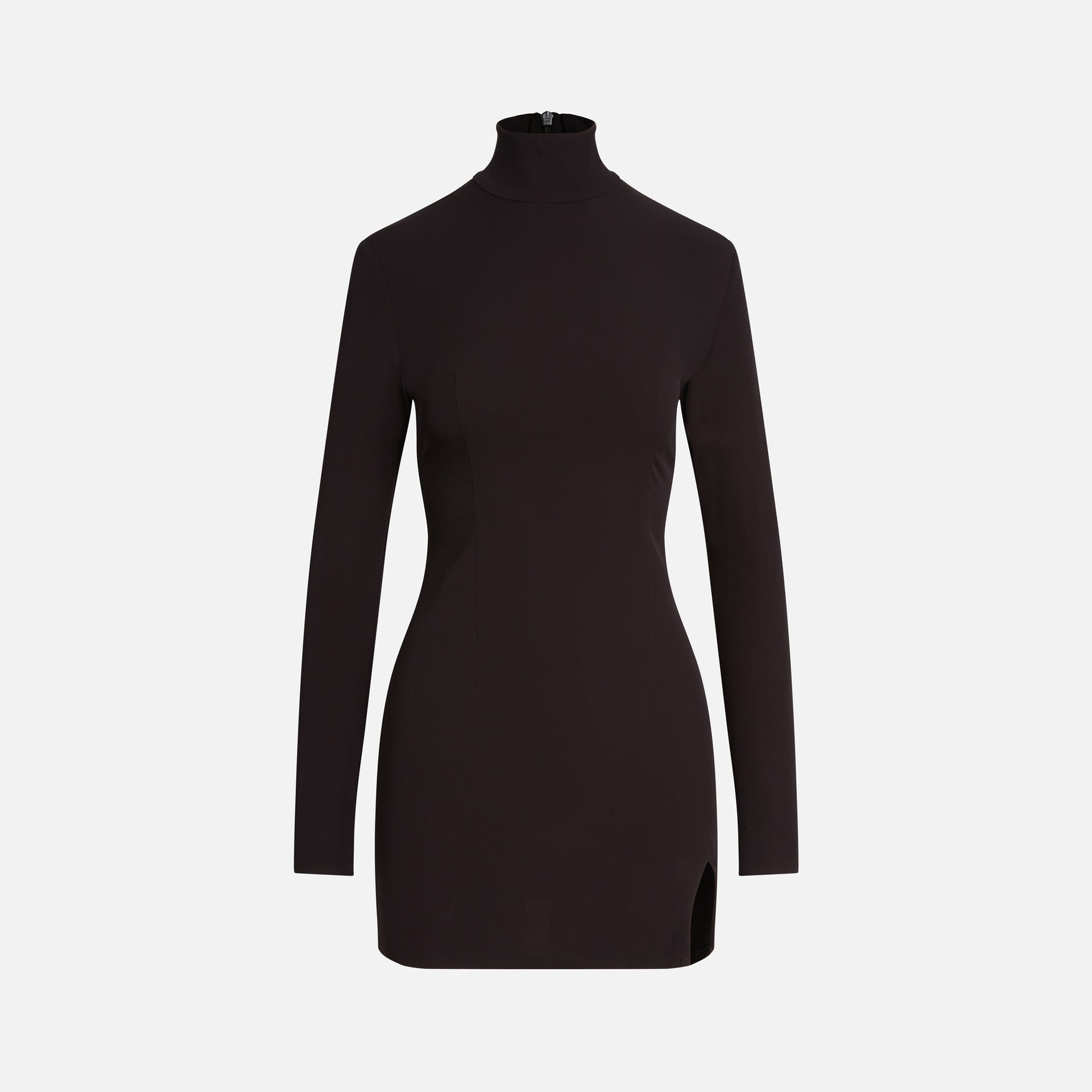 Aya Muse Mini High Neck Slit Dress - Black