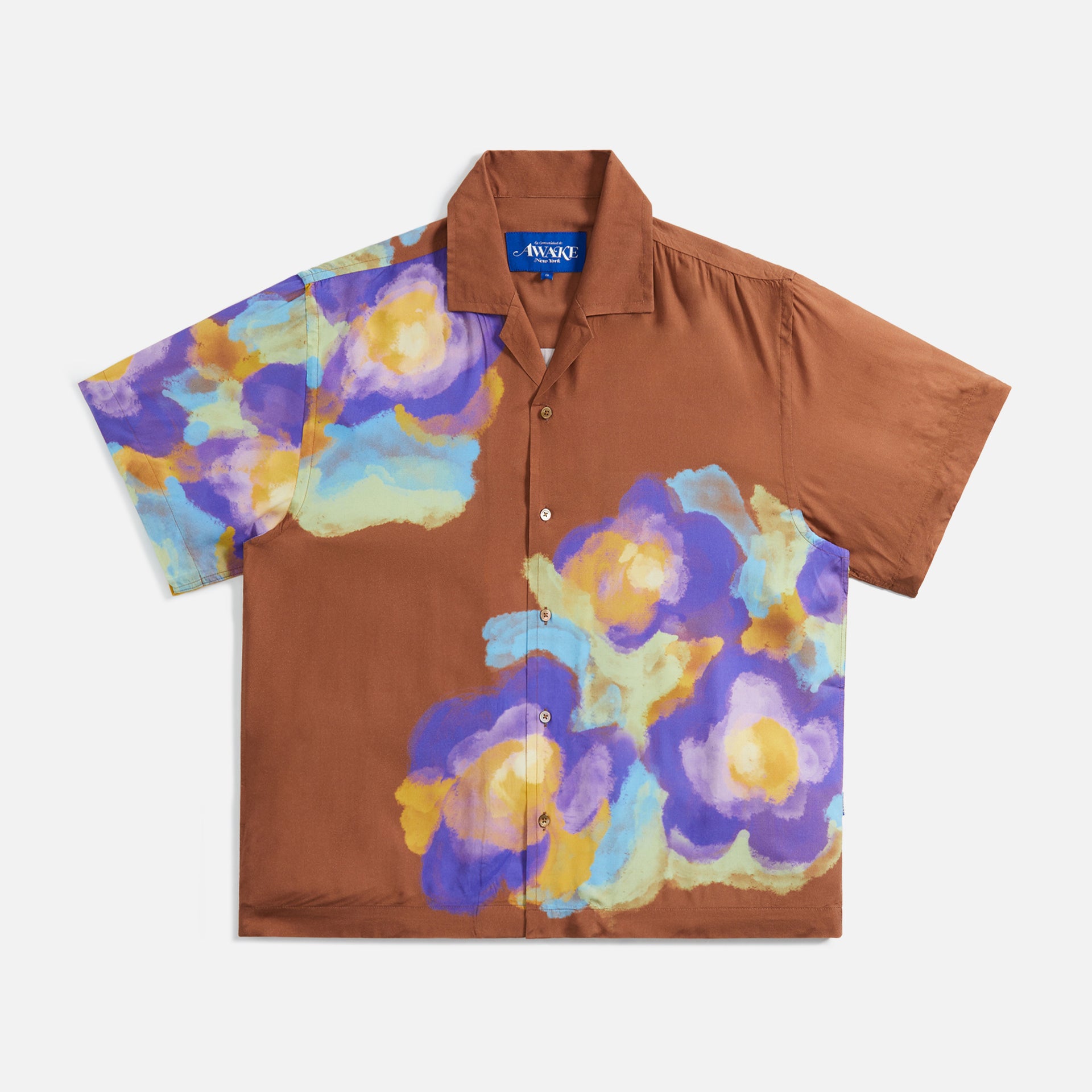 Awake Bouquet Camp Shirt - Rust Floral