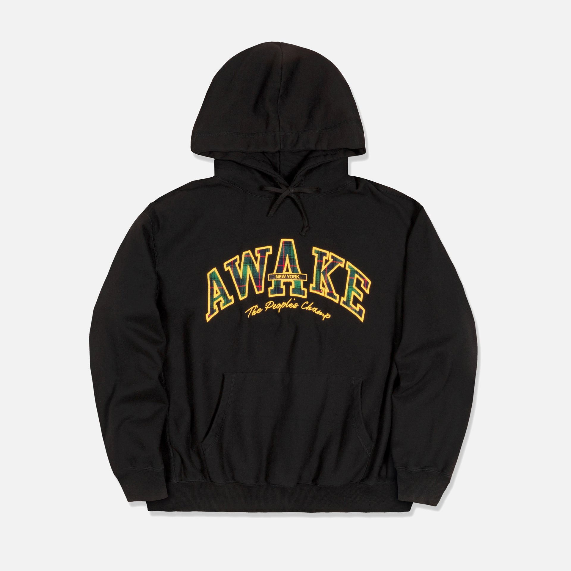 Awake NY People's Champ Plaid Logo Hoodie - Black