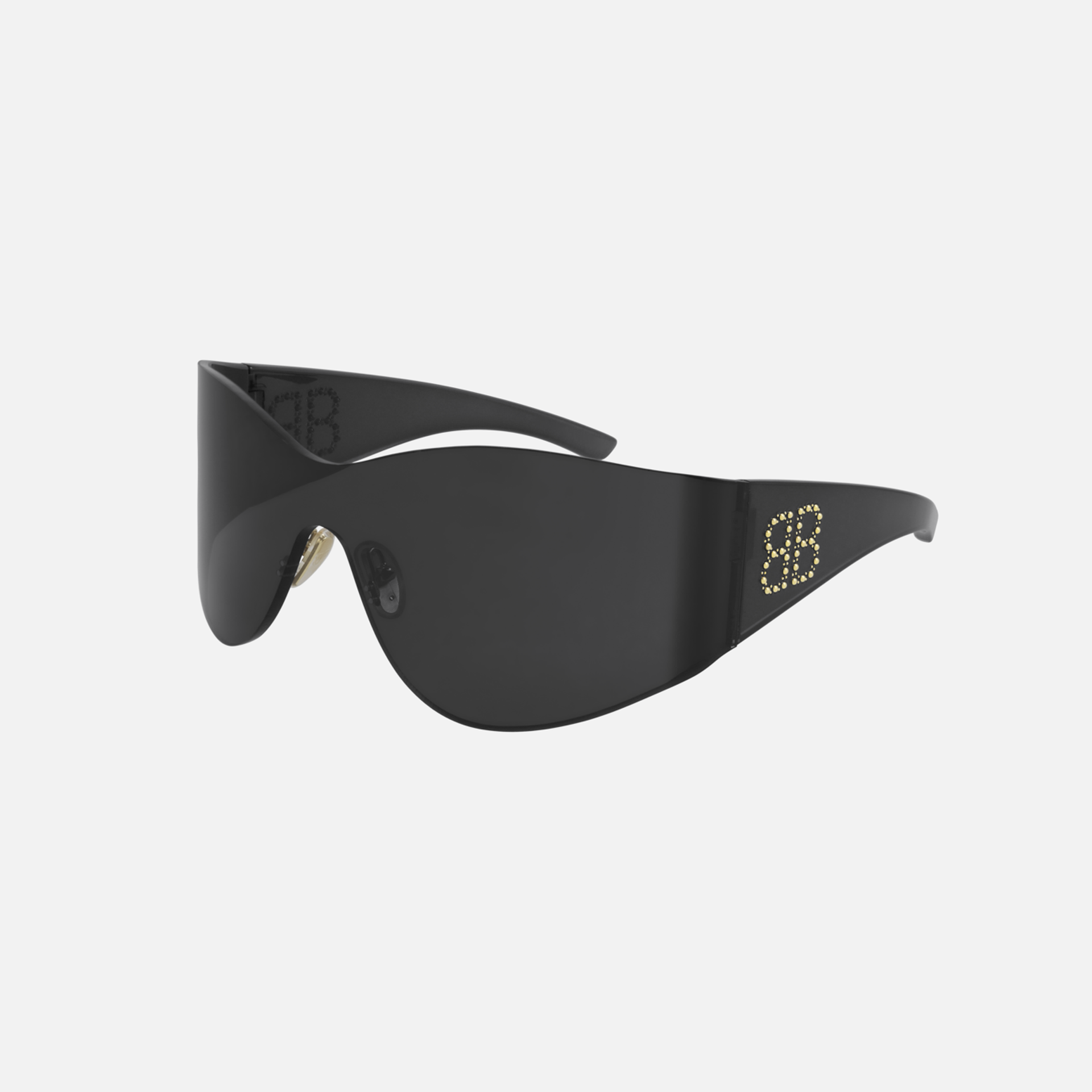 Balenciaga Rimless Wrap Around Lens w BB Logo - Black